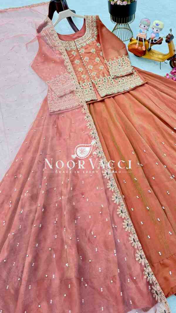 Simmer Silk Embroidered Top with Lehenga and Dupatta – Party Wear Set - Image 6