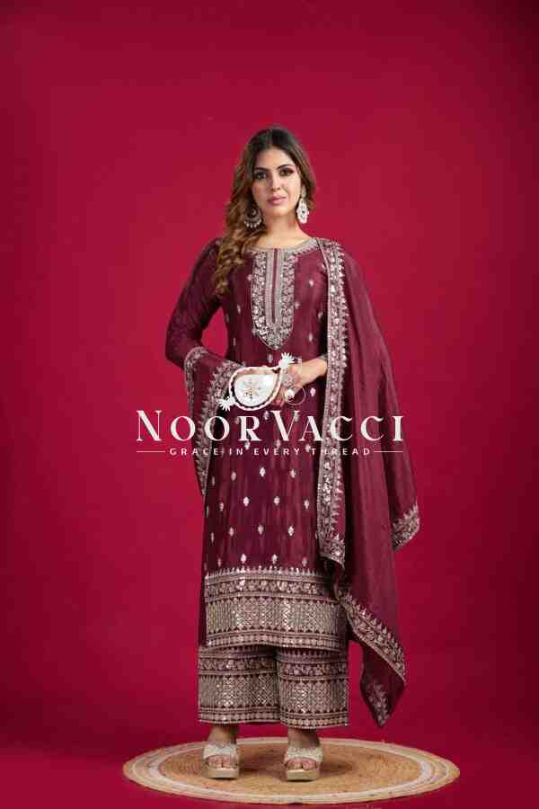 Chinnon Silk Festival Wear Set with Heavy Embroidery – Fully Stitched Top, Pant & Dupatta