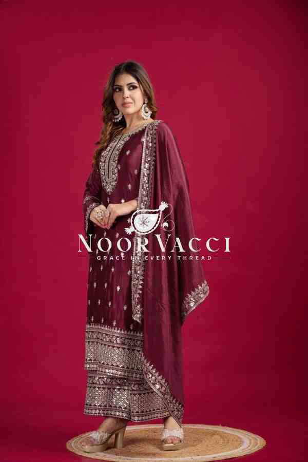 Chinnon Silk Festival Wear Set with Heavy Embroidery – Fully Stitched Top, Pant & Dupatta - Image 2