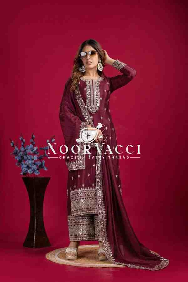 Chinnon Silk Festival Wear Set with Heavy Embroidery – Fully Stitched Top, Pant & Dupatta - Image 4