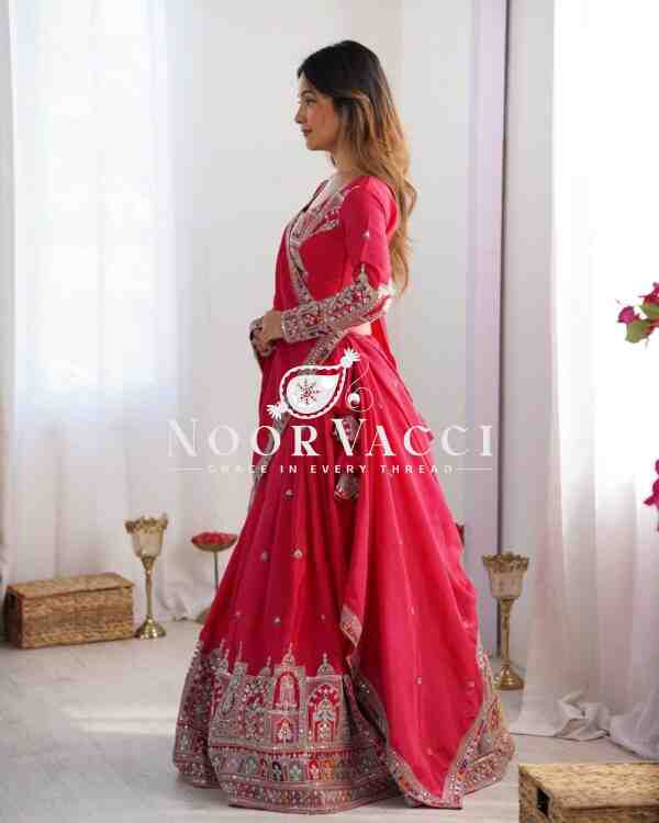 Natural Crepe Silk Semi-Stitched Lehenga with Embroidered Choli and Dupatta - Image 3