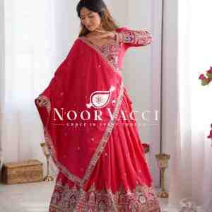 Natural Crepe Silk Semi-Stitched Lehenga with Embroidered Choli and Dupatta