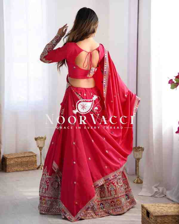 Natural Crepe Silk Semi-Stitched Lehenga with Embroidered Choli and Dupatta - Image 5