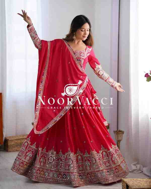 Natural Crepe Silk Semi-Stitched Lehenga with Embroidered Choli and Dupatta - Image 2