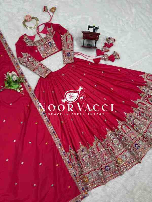 Natural Crepe Silk Semi-Stitched Lehenga with Embroidered Choli and Dupatta - Image 7