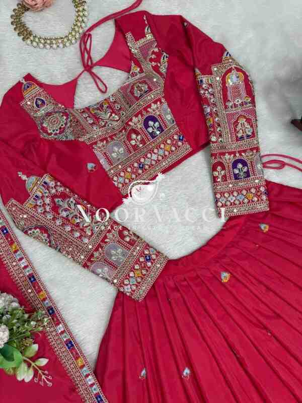 Natural Crepe Silk Semi-Stitched Lehenga with Embroidered Choli and Dupatta - Image 10