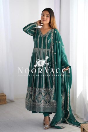 Shop Star Georgette Embroidered Gown with Matching Pent and Dupatta