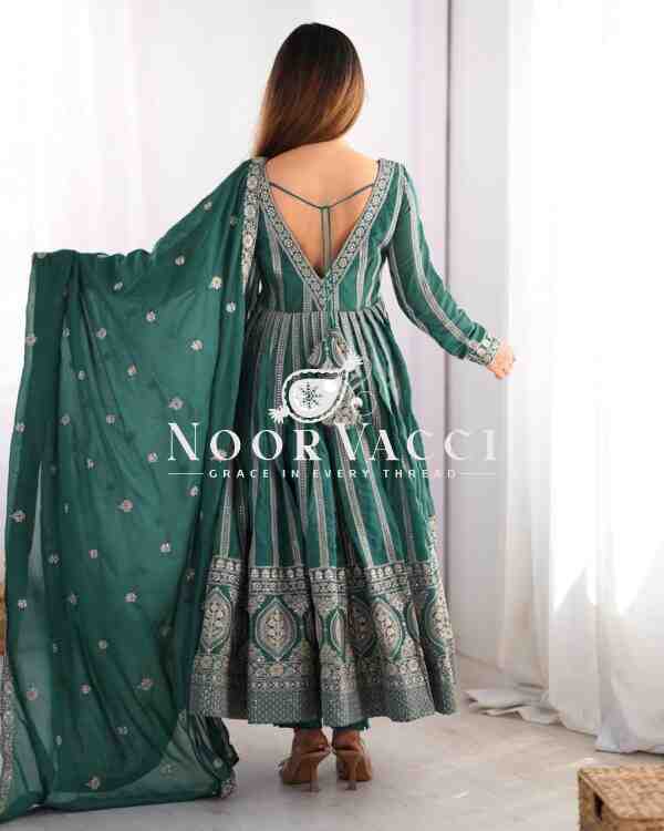Star Georgette Embroidered Gown with Matching Pent and Dupatta - Image 3