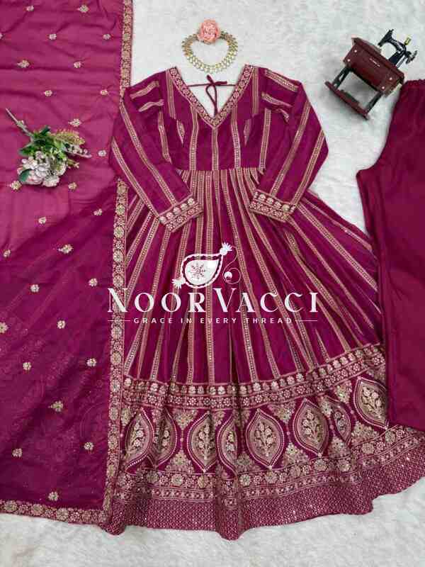 Star Georgette Embroidered Gown with Matching Pent and Dupatta - Image 7