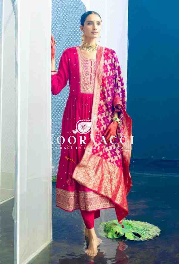 Pure Cinon Silk Embroidered Gown with Pant and Digital Print Dupatta - Image 7
