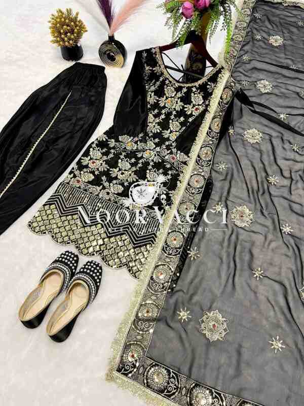 Designer Party Wear Top with Dhoti Salwar & Dupatta Set - Image 7