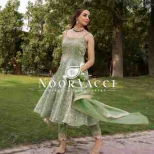 Designer Party Wear Gown with Embroidered Dupatta and Bottom