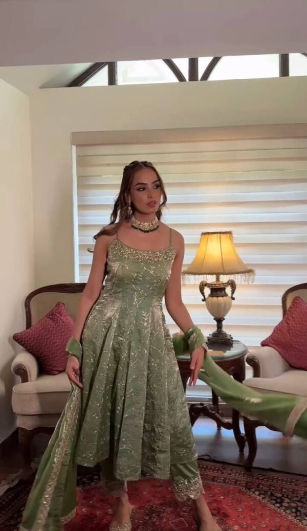 Buy Designer Party Wear Gown with Embroidered Dupatta and Bottom - Image 2