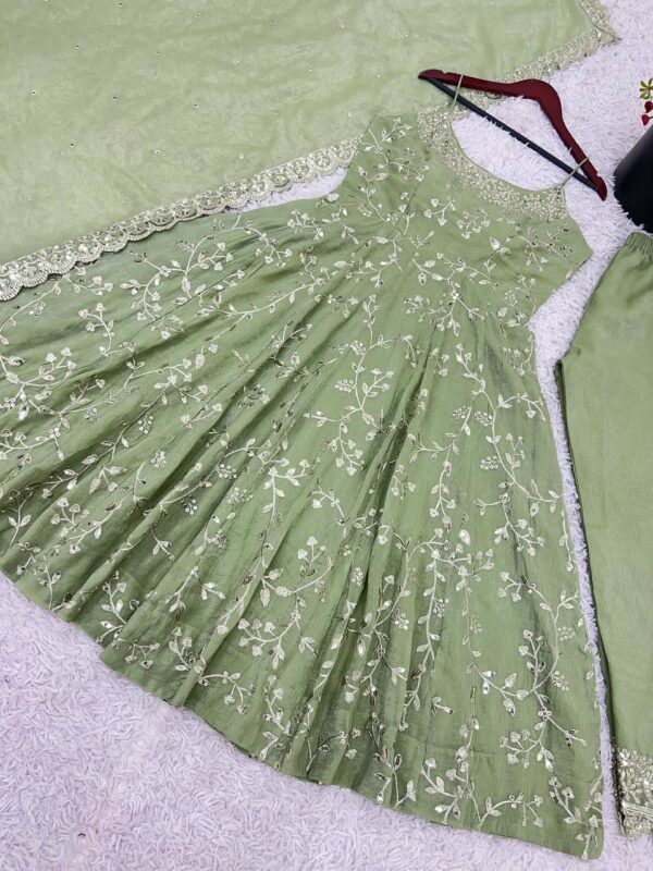 Buy Designer Party Wear Gown with Embroidered Dupatta and Bottom - Image 6