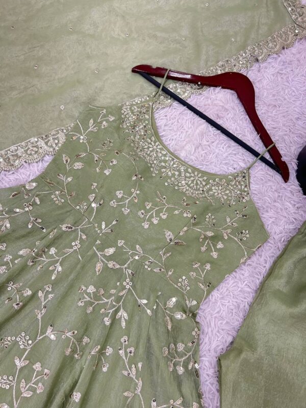Buy Designer Party Wear Gown with Embroidered Dupatta and Bottom - Image 3