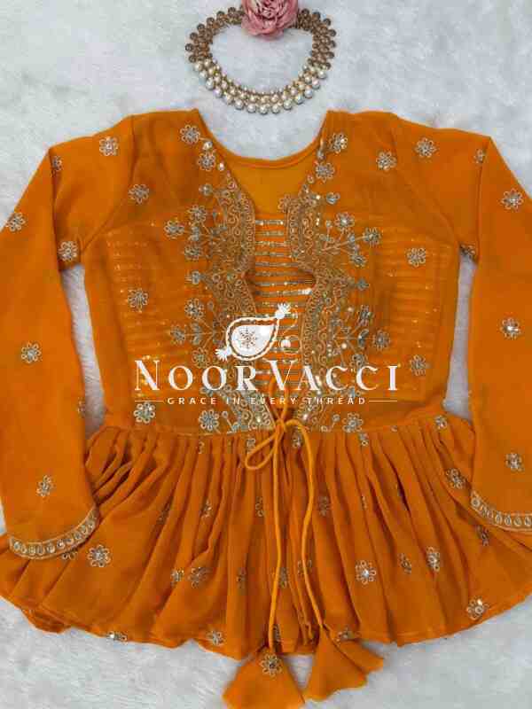 Faux Georgette Digital Print Lehenga with Koti, Choli & Embroidered Dupatta - Image 10