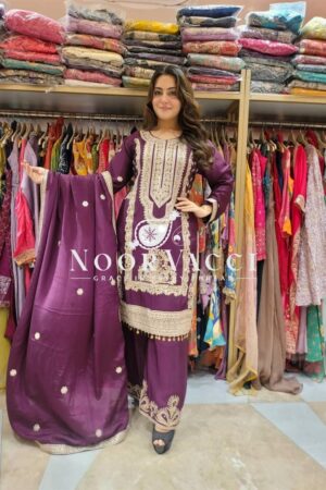 Shop Pure Chinnon Silk Embroidered Dori-Sequence Plazzo Set – Fully Stitched