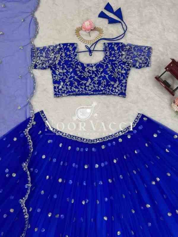Faux Georgette Lehenga Set with Thread & Sequin Work - Image 4