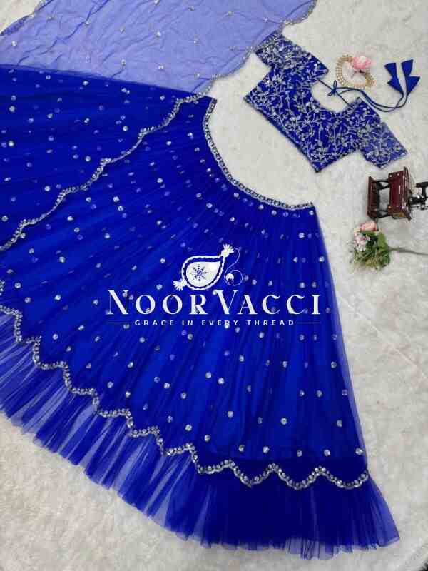 Faux Georgette Lehenga Set with Thread & Sequin Work - Image 5