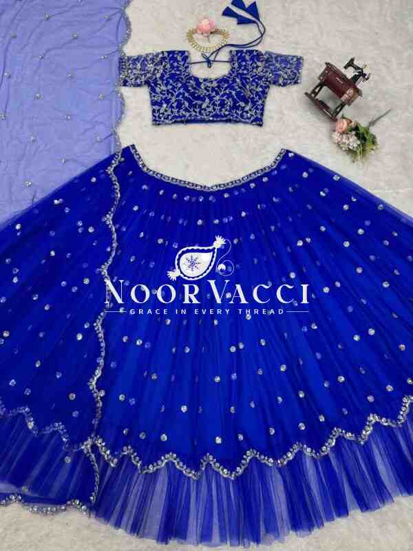 Faux Georgette Lehenga Set with Thread & Sequin Work - Image 6