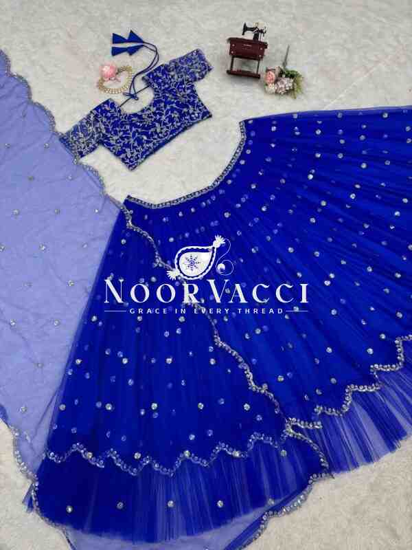Faux Georgette Lehenga Set with Thread & Sequin Work - Image 7