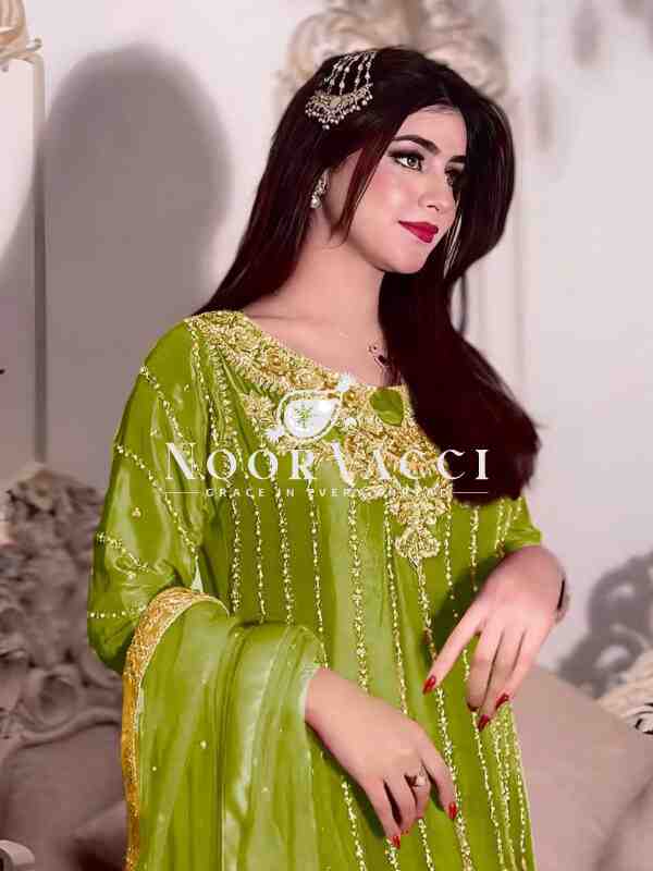 Heavy Chinon Silk Embroidered Top Plazzo & Dupatta Set - Image 2