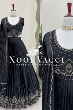 Shop Satin Silk Lehenga Set with Real Mirror & Hotfix Work