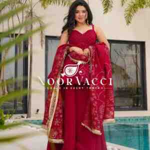 Tabby Organza Mukesh Work Plazo Set with Dupatta