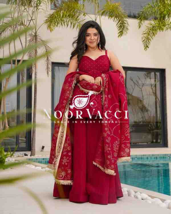 Tabby Organza Mukesh Work Plazo Set with Dupatta