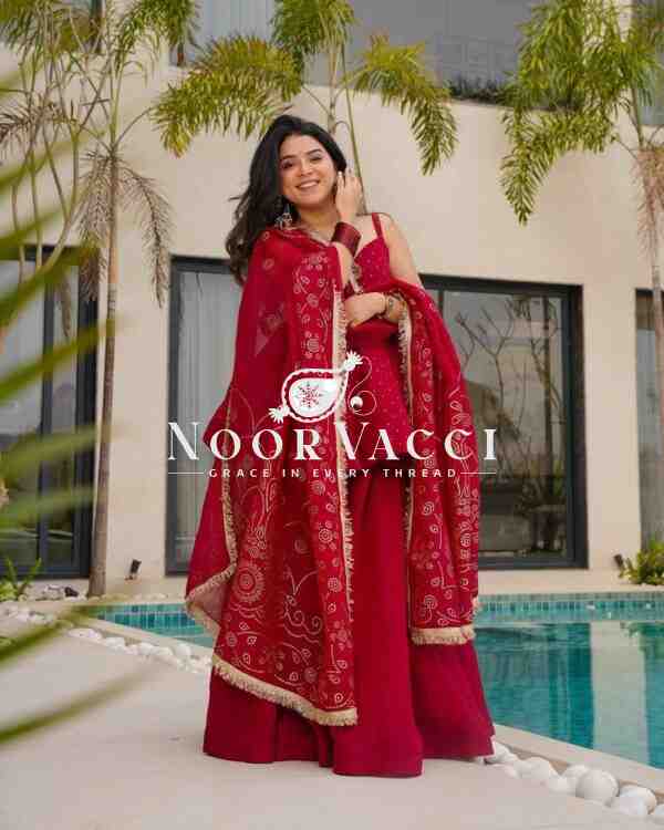Tabby Organza Mukesh Work Plazo Set with Dupatta - Image 5