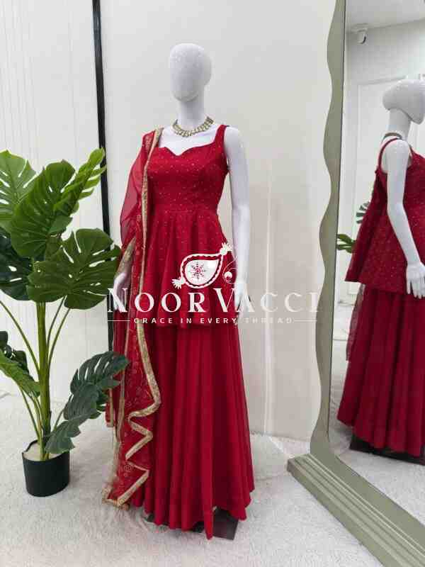 Tabby Organza Mukesh Work Plazo Set with Dupatta - Image 7
