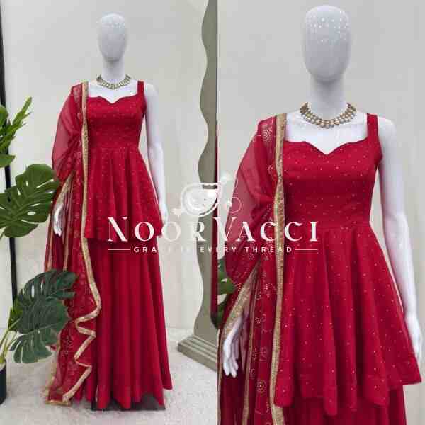 Tabby Organza Mukesh Work Plazo Set with Dupatta - Image 8