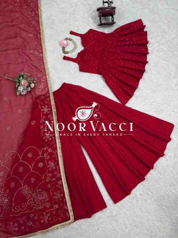 Tabby Organza Mukesh Work Plazo Set with Dupatta - Image 9
