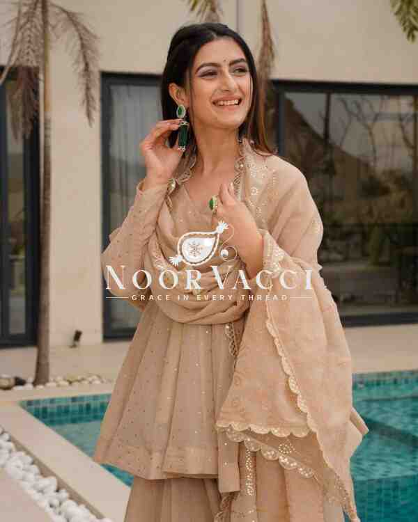 Tabby Organza Mukesh Work Plazo Set with Dupatta - Image 3