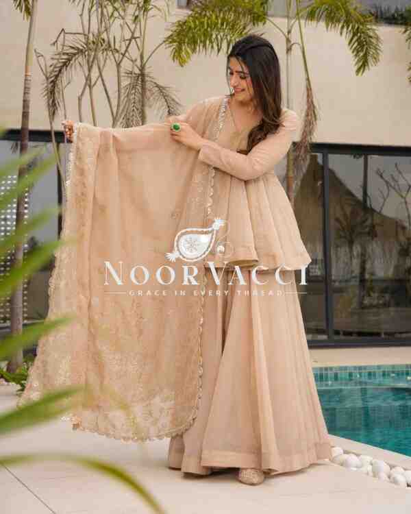 Tabby Organza Mukesh Work Plazo Set with Dupatta - Image 4