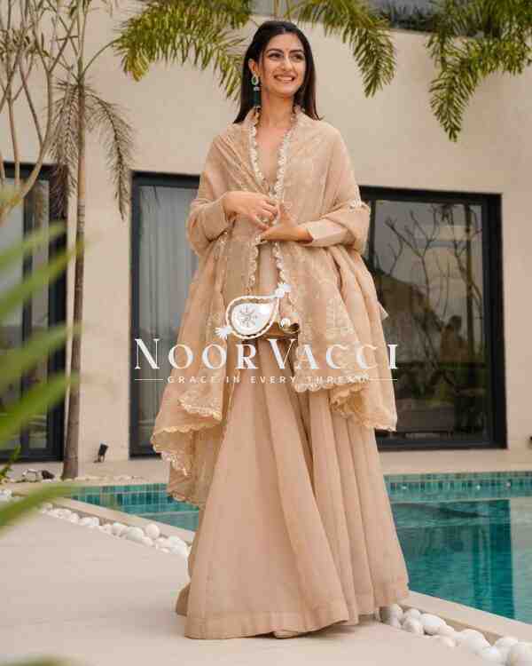 Tabby Organza Mukesh Work Plazo Set with Dupatta - Image 5