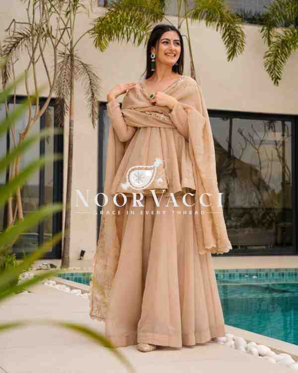 Tabby Organza Mukesh Work Plazo Set with Dupatta