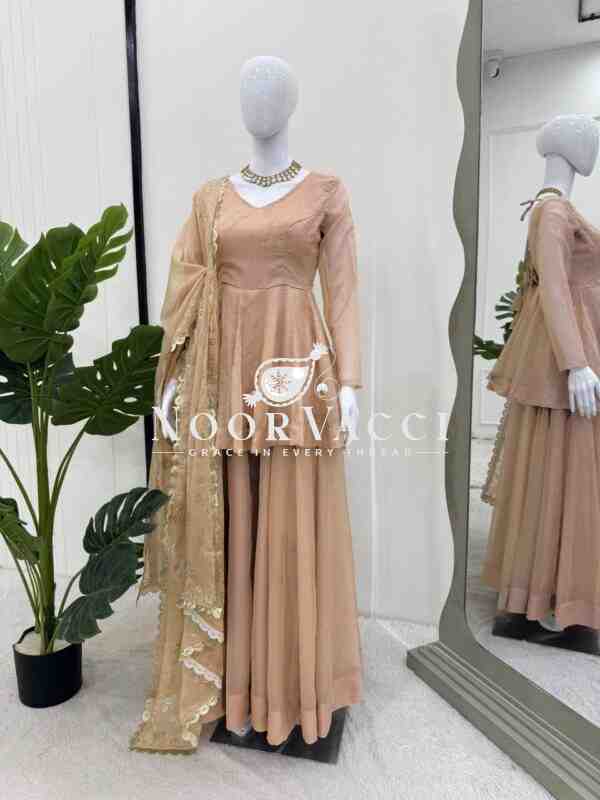 Tabby Organza Mukesh Work Plazo Set with Dupatta - Image 7