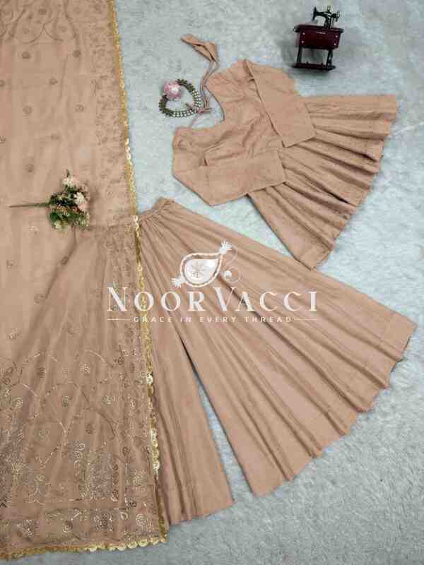 Tabby Organza Mukesh Work Plazo Set with Dupatta - Image 8
