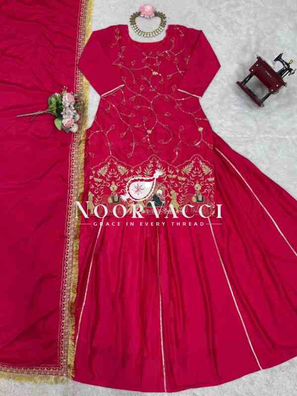 Natural Crepe Silk Lehenga Set with Embroidered Dupatta - Image 3