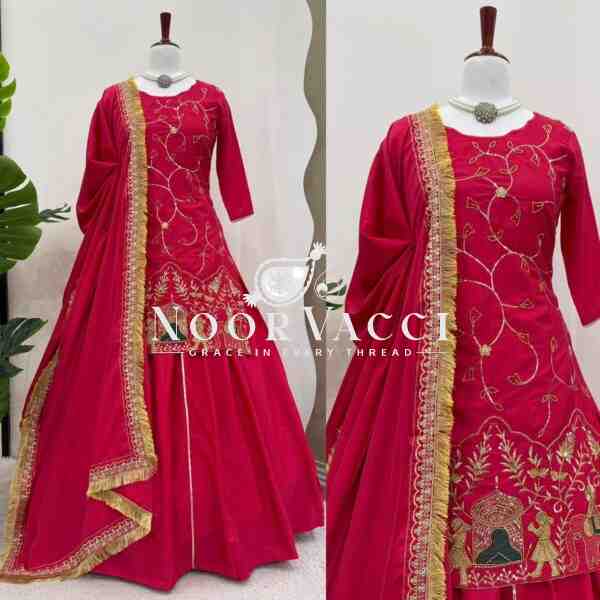 Natural Crepe Silk Lehenga Set with Embroidered Dupatta - Image 2