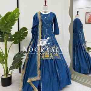 Natural Crepe Silk Lehenga Set with Embroidered Dupatta