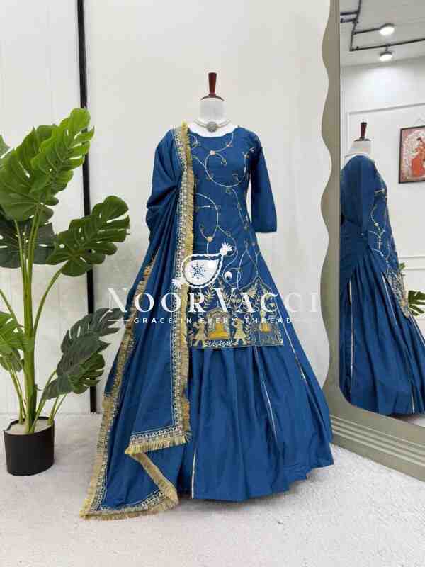 Natural Crepe Silk Lehenga Set with Embroidered Dupatta