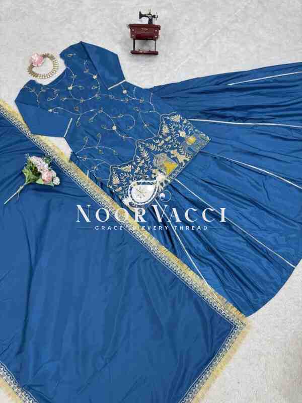 Natural Crepe Silk Lehenga Set with Embroidered Dupatta - Image 3