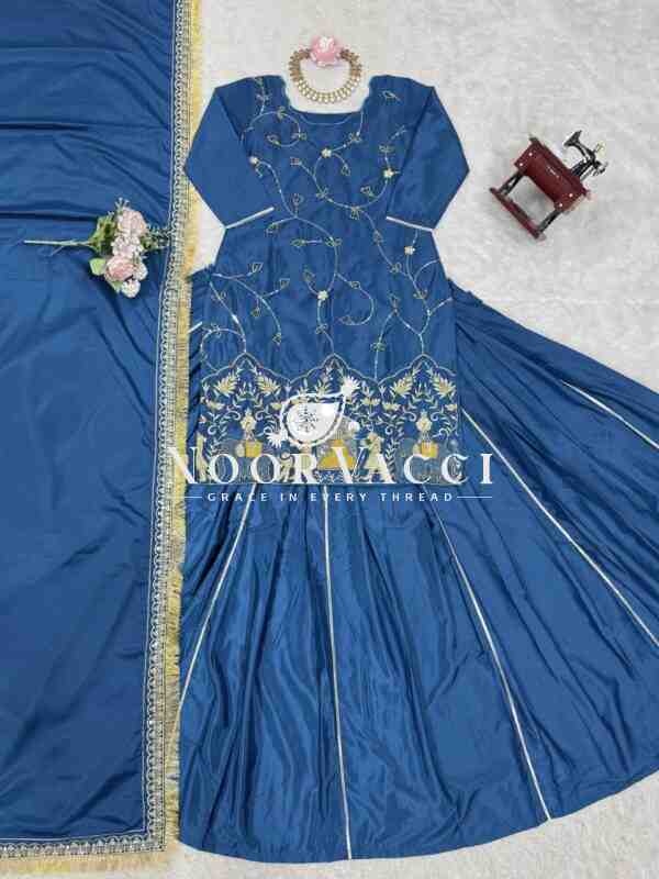 Natural Crepe Silk Lehenga Set with Embroidered Dupatta - Image 4