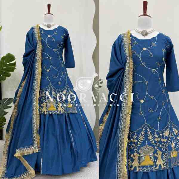 Natural Crepe Silk Lehenga Set with Embroidered Dupatta - Image 2
