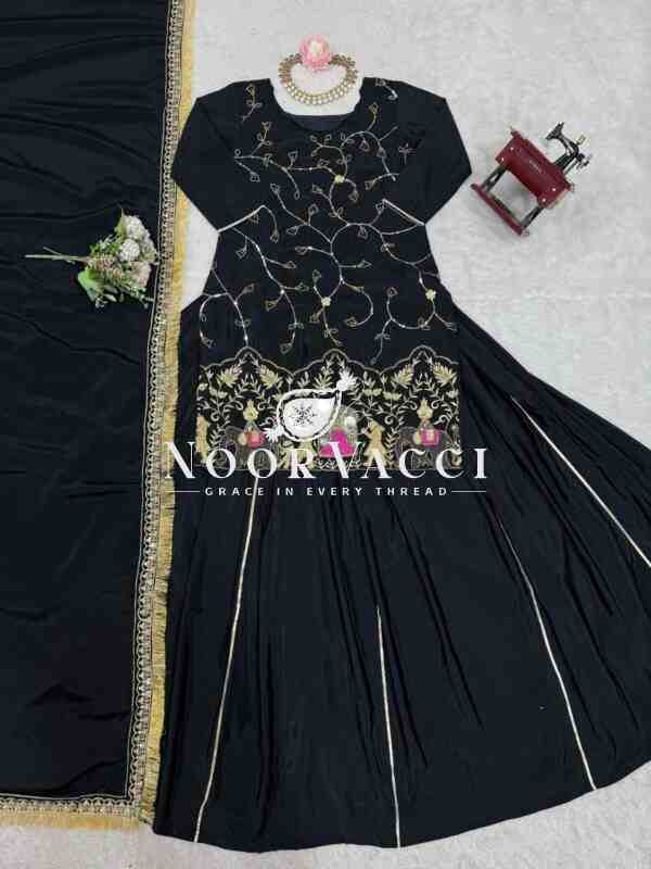 Natural Crepe Silk Lehenga Set with Embroidered Dupatta - Image 4