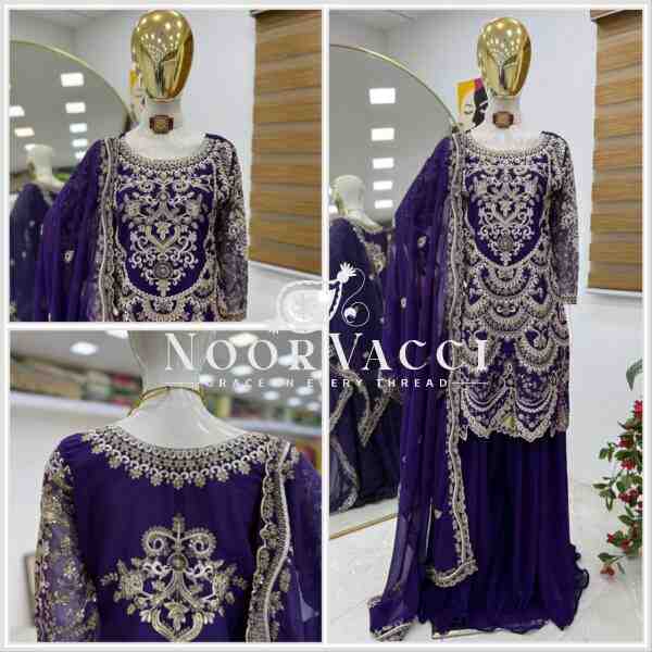 Fox Georgette Sequin Embroidered Top with Pallazo and Dupatta Set – Premium Partywear - Image 8