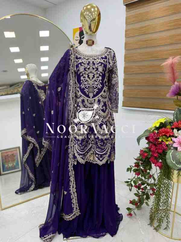 Fox Georgette Sequin Embroidered Top with Pallazo and Dupatta Set – Premium Partywear - Image 6