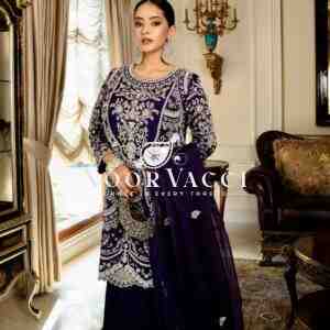 Fox Georgette Sequin Embroidered Top with Pallazo and Dupatta Set – Premium Partywear